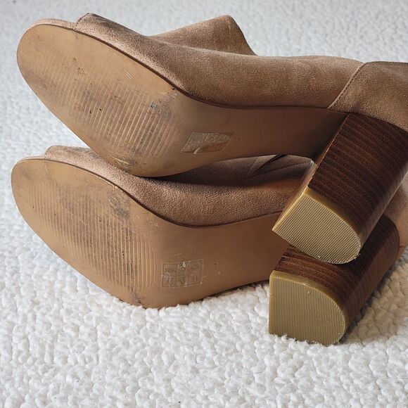 ASOS Women Sz 6 1150417 Beige Summer Platform Block Heel Peep Toe Slide On Shoes - Picture 9 of 10